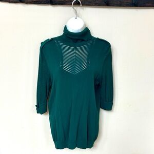 White House Black Market Emerald Green Turtle Neck 3/4 Sleeve Sweater
